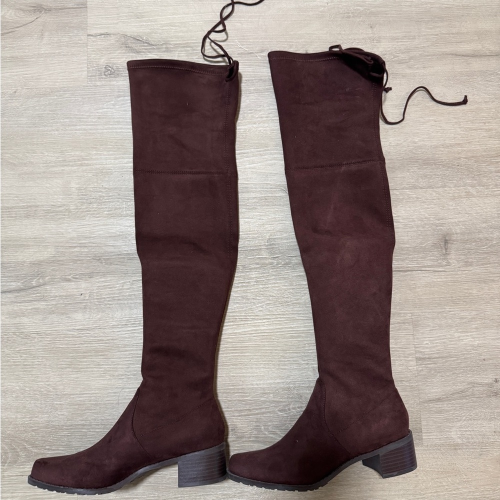 Brown Suede Over-the-Knee Boots